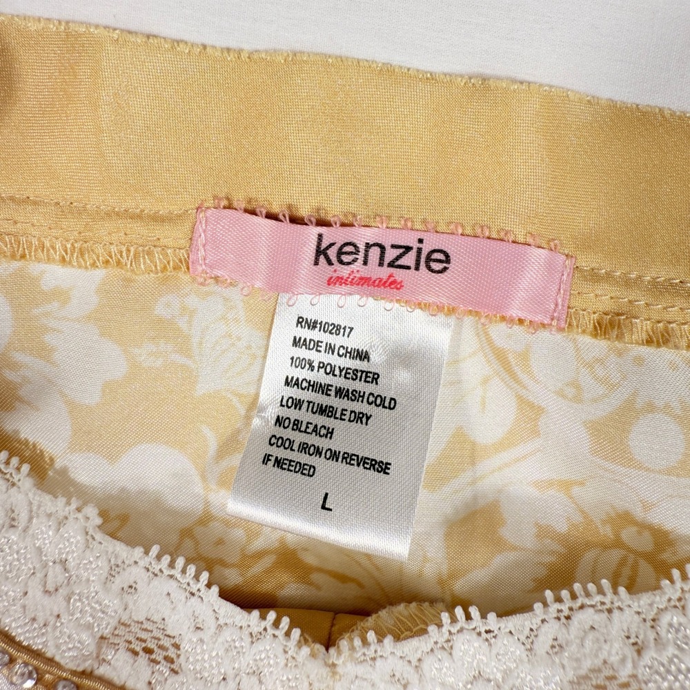 Y2K Kenzie Intimates Gold Lace Rhinestone Camisole Large Satin Lingerie Sleep - Picture 7 of 11
